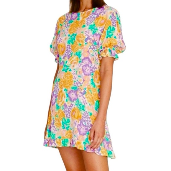 Faithfull The Brand Florence Ade Floral Print Mini Dress Size 8 - Picture 4 of 11